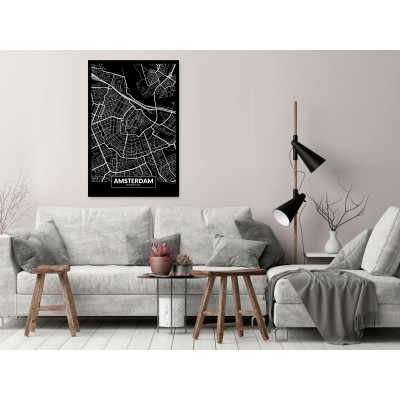 Πίνακας ζε καμβά - Dark Map of Amsterdam (1 Part) Vertical
