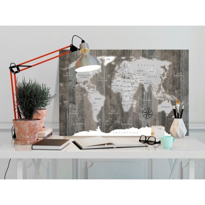 Πίνακας ζε καμβά - World Map: Wooden World