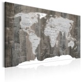 Πίνακας ζε καμβά - World Map: Wooden World