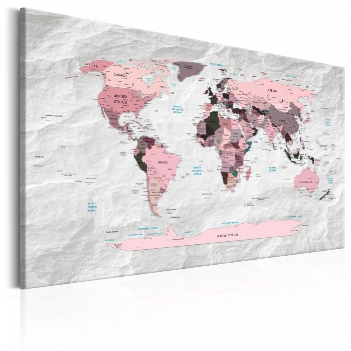 Πίνακας ζε καμβά - World Map: Pink Continents