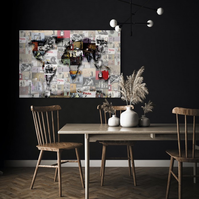 Πίνακας ζε καμβά - Map: Banksy inspiration