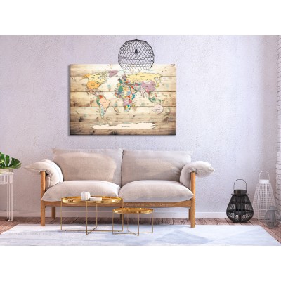 Πίνακας σε φελλό - World Map: Wooden Oceans