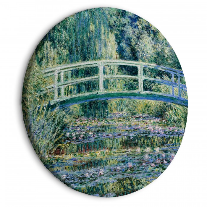 Στρογγυλός πίνακας - Bridge at Giverny Claude Monet - Spring Landscape of a Forest With a River
