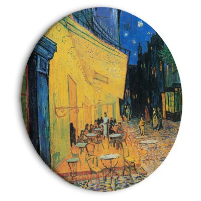 Στρογγυλός πίνακας - Café Terrace at Night, Vincent Van Gogh - View of a French Street