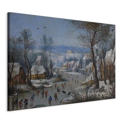 Πίνακας ζε καμβά - Winter Landscape with a Bird Trap