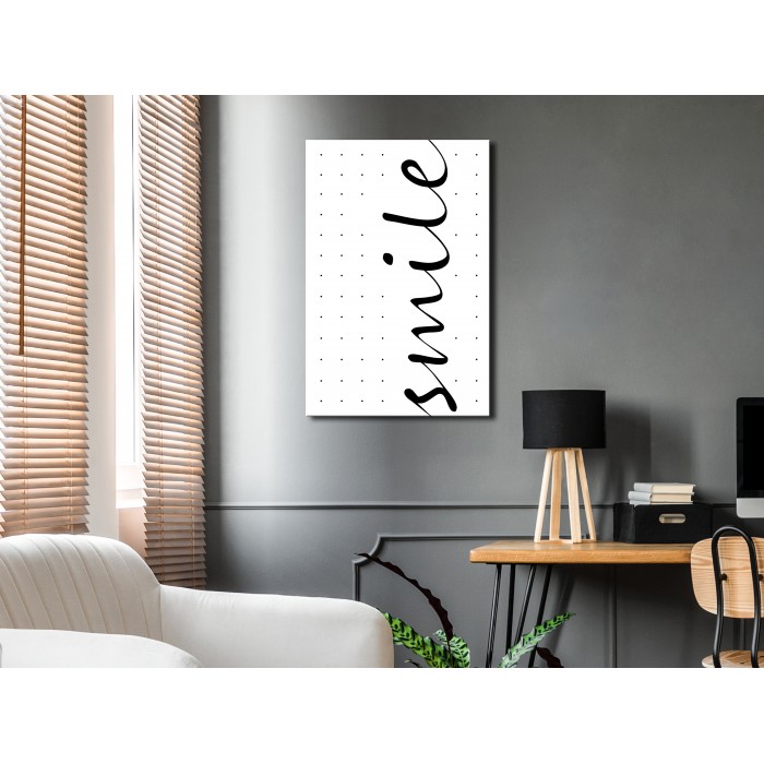 Πίνακας ζε καμβά - Black and White: Smile (1 Part) Vertical