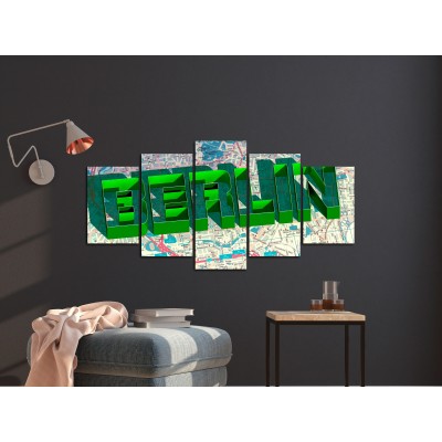 Πίνακας ζε καμβά - Green Berlin (5 Parts) Wide