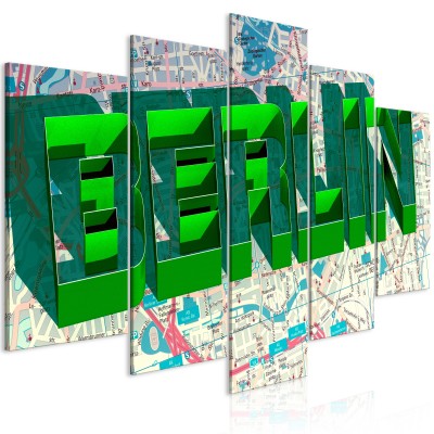 Πίνακας ζε καμβά - Green Berlin (5 Parts) Wide