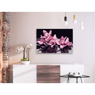 Πίνακας αυτοζωγραφικής - Pink Orchid (Black Background)