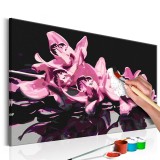 Πίνακας αυτοζωγραφικής - Pink Orchid (Black Background)