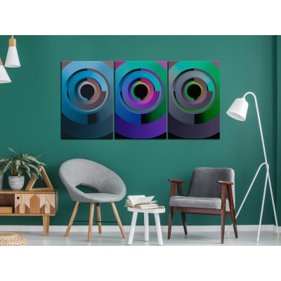 Πίνακας ζε καμβά - Gradient Circles (3 Parts)
