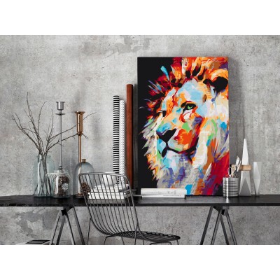 Πίνακας αυτοζωγραφικής - Portrait of a Colourful Lion