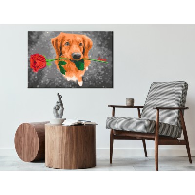 Πίνακας αυτοζωγραφικής - Dog With Rose