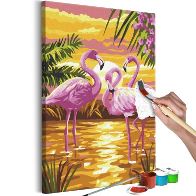 Πίνακας αυτοζωγραφικής - Flamingo Family