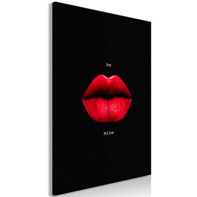 Πίνακας ζε καμβά - Red Lips (1-part) - Black Background with English Text
