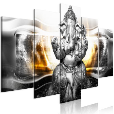 Πίνακας ζε καμβά - Buddha Style (5 Parts) Silver Wide