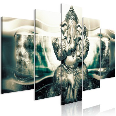 Πίνακας ζε καμβά - Buddha Style (5 Parts) Green Wide