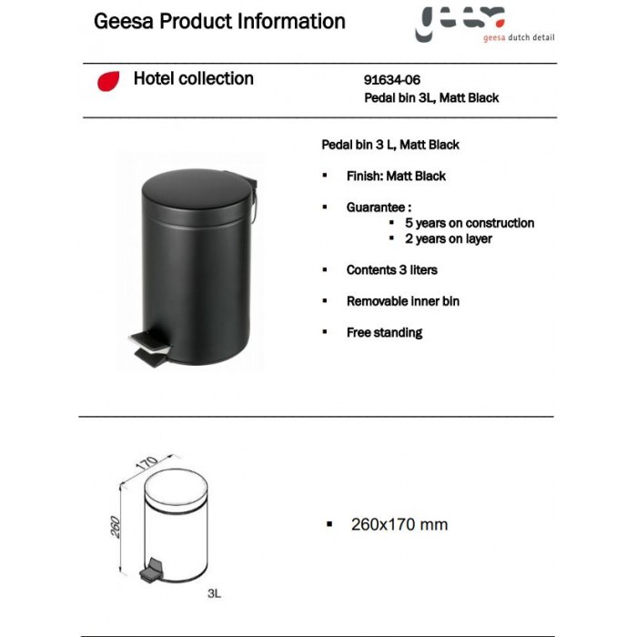 Xαρτοδοχείο Επιδαπέδιο Nemox 634-400 3L black matt