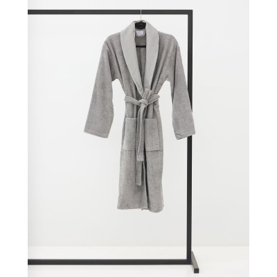 Βαμβακερό Πετσετέ Μπουρνούζι με Πικέ Γιακά Capital S/M Ανθρακί