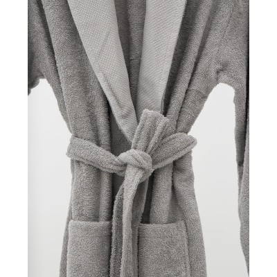 Βαμβακερό Πετσετέ Μπουρνούζι με Πικέ Γιακά Capital S/M Ανθρακί