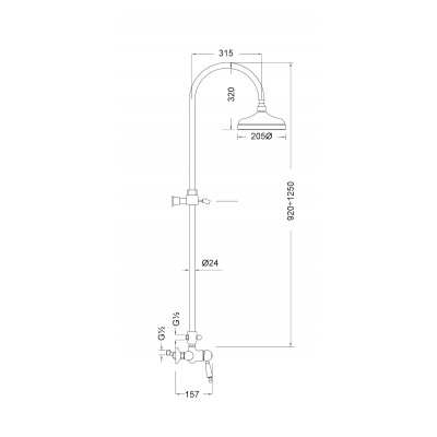 Μπαταρία Ντουζιέρας με Κολώνα Oxford Bugnatese Chrome CD6336-100