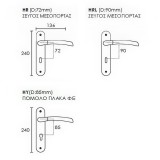 Πόμολα πόρτας χειρολαβή με πλάκα C1405 σε Ματ Όρο