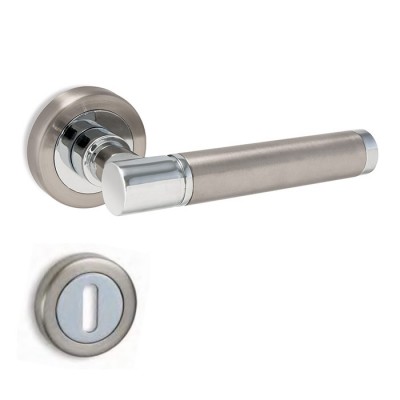 Πόμολα πόρτας χειρολαβή με ροζέτα C1055 νίκελ ματ/χρώμιο