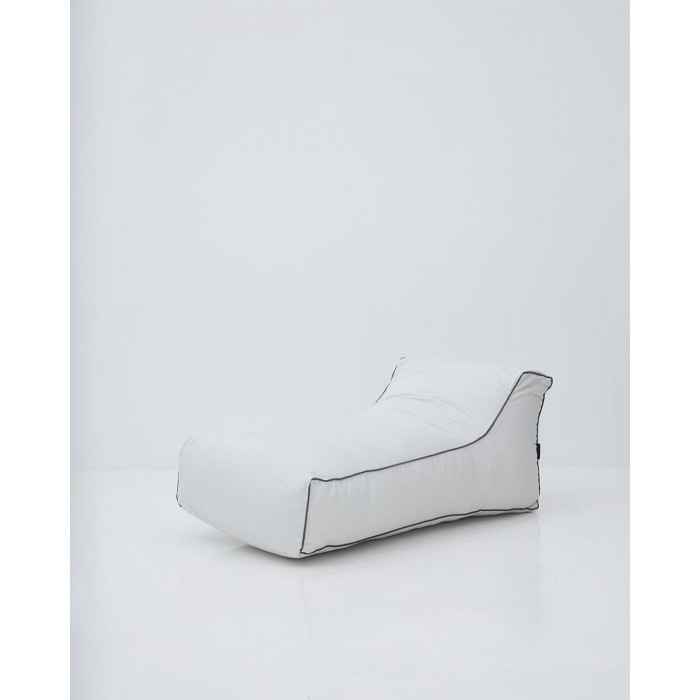 Μονόχρωμη Αδιάβροχη Πολυθρόνα Πουφ Contract 125x60x25cm Ασημί