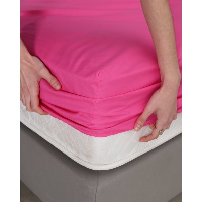 Βαμβακερό Σεντόνι με Λάστιχο Daker Υπέρδιπλη (160x200+32cm) Φούξια