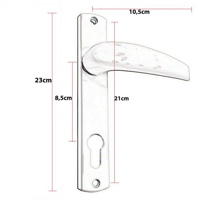 Πόμολο Αλουμινόπορτας Πλάκα Φιξ 23x3cm Λευκό Neoxal Νο140-1 WH