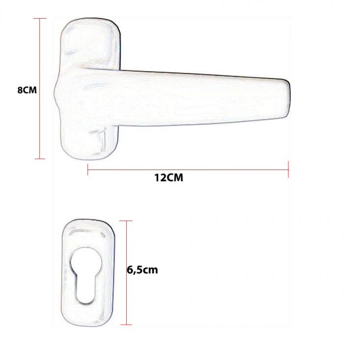 Πόμολο Αλουμινόπορτας με Ροζέτα Αλουμινίου Λευκό Νο180-2