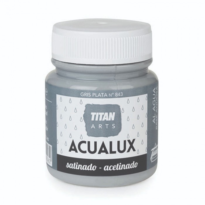 Χρώμα Νερού Σατινέ για Ζωγραφική & Χειροτεχνίες Aqualux Titan Arts Satinado 75ml Gris Plata No843