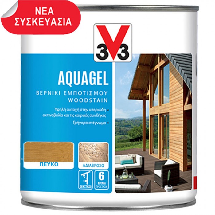 Οικολογικό Σατινέ βερνίκι Ξύλου εμποτισμού νερού σε μορφή Gel εσωτερικής & εξωτερικής χρήσης Aquagel V33 σε 750ml και χρώμα Πεύκο