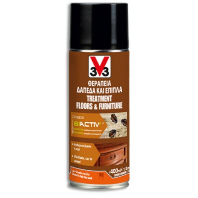 Θεραπεία - Εντομοκτόνο Σπρέι για δάπεδα & έπιπλα με συντηρητικά πρόσθετα νέας γενιάς TREATMENT SPRAY BIACTIV® V33 σε 400ml Άχρωμο Ματ