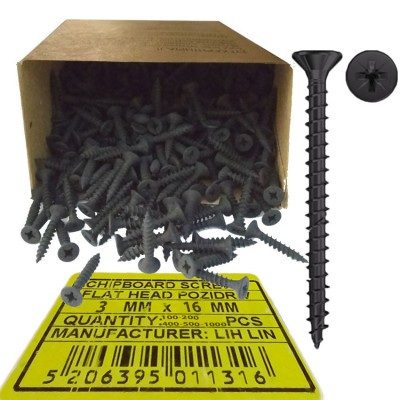 Νοβοπανόβιδες 3,5mm πάχος και 16mm μήκος Μαύρες φρεζάτες LIH-LIN σε συσκευσίες των 100τεμ.