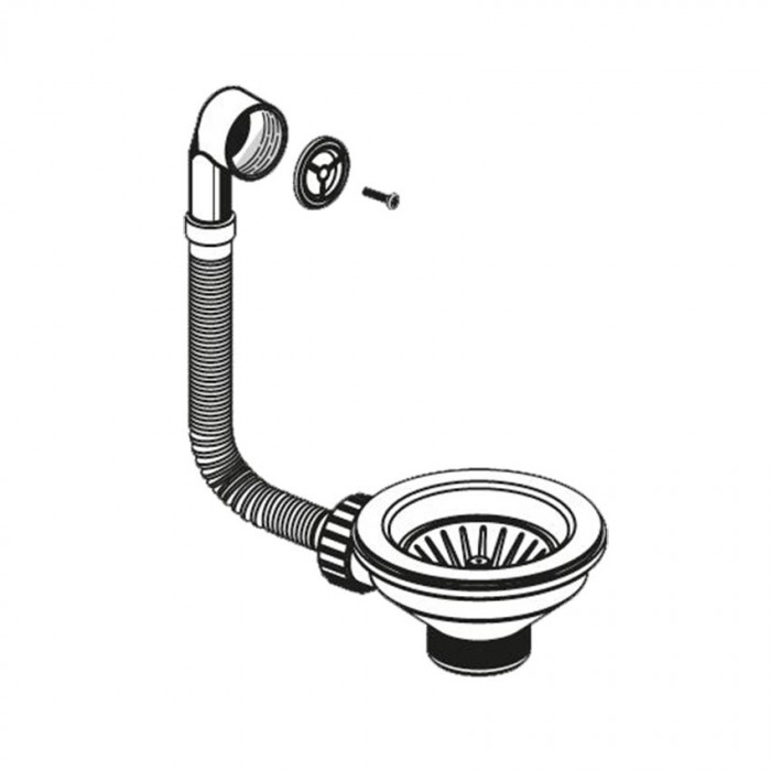 Βαλβίδα ∅92 με στρογγυλή υπερχείλιση (με μακριά βίδα) για Γρανιτένιους Νεροχύτες  Pyramis 521009001