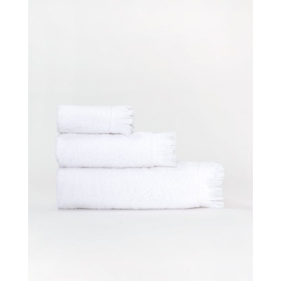 Λευκή Βαμβακερή Πετσέτα με Κρόσσια Dawn 450gsm Προσώπου | 50x90cm Άσπρο