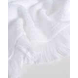 Λευκή Βαμβακερή Πετσέτα με Κρόσσια Dawn 450gsm Προσώπου | 50x90cm Άσπρο