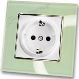 Πρίζα Σούκο Ασφαλείας Λευκή 16A/250V Χωνευτή με Πλαίσιο Βεραμάν Γυαλί HSERIES LINEME 50-00113-1_50-00121-24