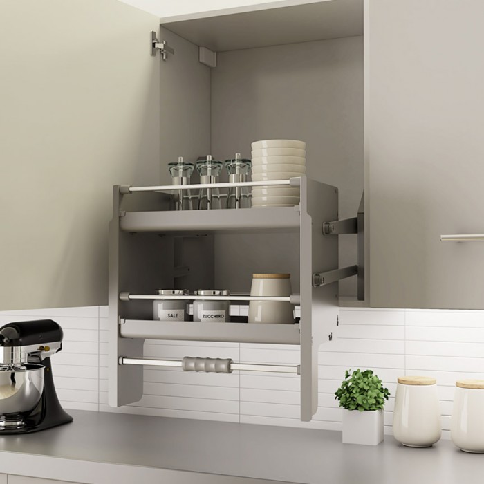 Πτυσσόμενος μηχανισμός ντουλαπιού κουζίναςOPERA  TIRAMIGIU με 2 Ράφια για Ντουλάπι με εξωτερικές Διαστάσεις 60cm