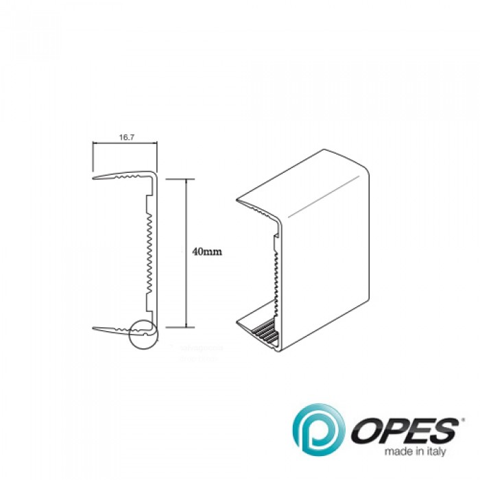 Διακοσμητικό Προφίλ "Π" Opes 254L για πάγκο 4cm σε Βέργα 4,20m