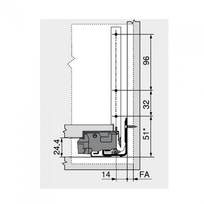 Μεταλλικά Πλαϊνά συρταριού με υποδοχή για γυαλί BLUM LEGRABOX -C- με ύψος 17.7cm και Βάθος 50cm σε χρώμα Ανθρακί