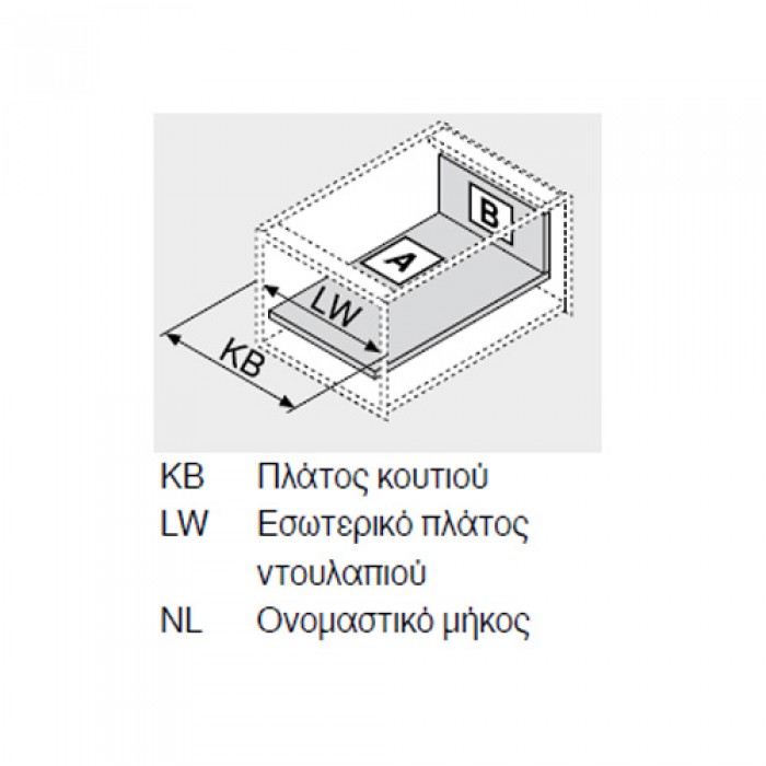Μεταλλικά Πλαϊνά συρταριού με υποδοχή για γυαλί BLUM LEGRABOX -C- με ύψος 17.7cm και Βάθος 50cm σε χρώμα Ανθρακί