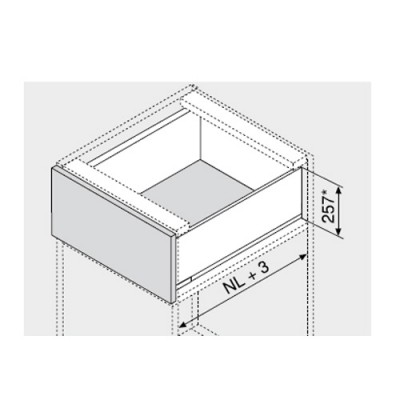 Μεταλλικά Πλαϊνά συρταριού BLUM LEGRABOX -F- με ύψος 25.7cm και Βάθος 50cm σε χρώμα Ανθρακί