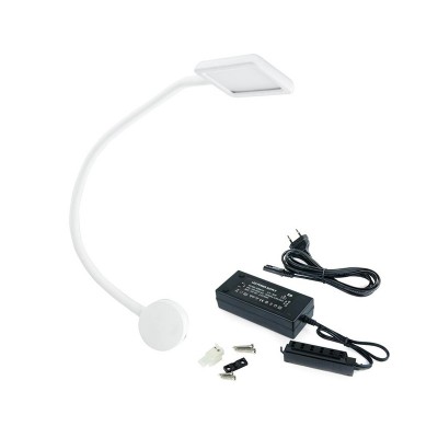 Εύκαμπτο Φωτιστικό (διαβάσματος) Kuma Square Emuca Λευκό 5029415 με 2 ενσωμετωμένες θύρες USB και διακόπτη αφής (1 Λυχνία και Μετασχηματιστής)