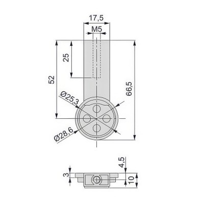 Στήριγμα οροφής για σωλήνα Φ28 ντουλάπας Emuca 7922525