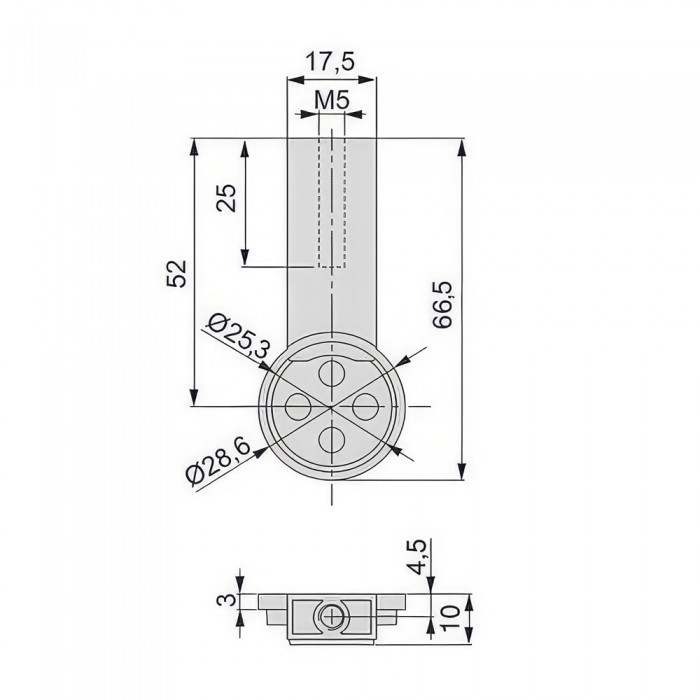 Στήριγμα οροφής για σωλήνα Φ28 ντουλάπας Emuca 7922525