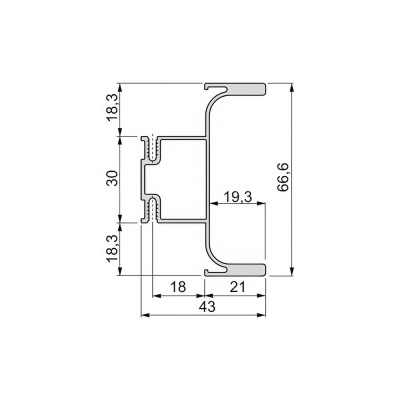 Κεντρικό Κάθετο Προφίλ Αλουμινίου GOLA για Ένωση Μεταξύ Δυο Κουτιών και Προσόψεις Ντουλαπιών χωρίς Λαβές με μήκος βέργας 2.55m Μαύρο Emuca 8900514