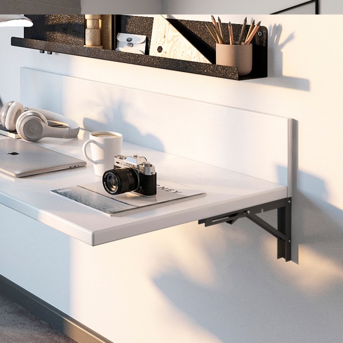 Πτυσσόμενα Στηριγμάτα Ξύλινων Ράφιών Σετ 2 Τεμαχίων με Μήκος 403mm για Βάρος Φόρτωσης μέχρι 60Kg Μαύρο EMUCA 7019114