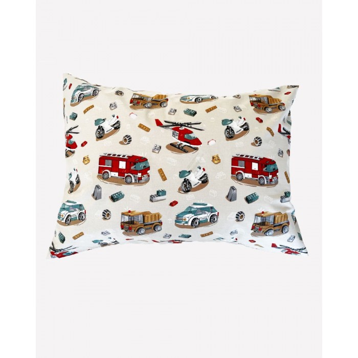 Βαμβακερή Παιδική Εμπριμέ Μαξιλαροθήκη Fire Police Dptm 50x70cm 50x70cm